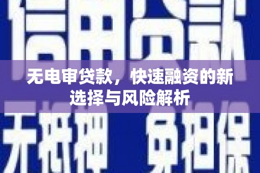 芦竹无电审贷款，快速融资的新选择与风险解析