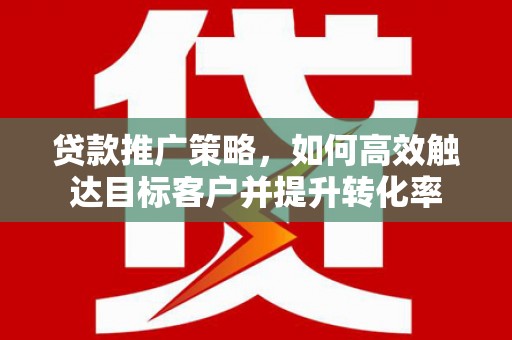 沙坡头贷款推广策略，如何高效触达目标客户并提升转化率
