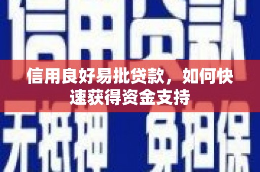 佛山信用良好易批贷款，如何快速获得资金支持